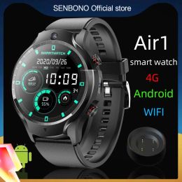 Watches SENBONO Air1 2022 New 4G Smart Watch Men 1.6inch HD 4+128GB SIM Card Android 9.1 with camera GPS Wifi Wireless Call Smartwatch