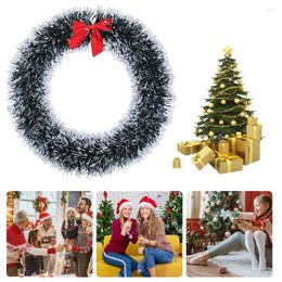 Decorative Flowers Christmas Wreath With Red Bow 25/30CM Artificial Plastic For Door Wall Window Year Festive Party Decoration