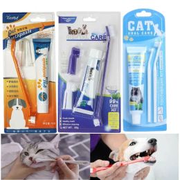 Holders Dog Cat Toothbrush Toothpaste Kit Pet Cleaning Tooth Oral Cleaner Kitten Puppy Gel Toothpaste Set Pet Grooming Supplies