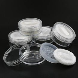 6pcs 20g Loose Powder Puff Jar Refillable Pot With Sifter Grid Lid Cosmetic Container PS Clear Plastic Empty Cream Jar Packaging 240229