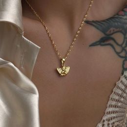 New Summer Ins Necklace 18k Gold Plated Tarnish Free Stainless Steel Cupid Angel Pendant Necklace Waterproof Jewellery for Women