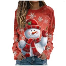 Women's Hoodies Christmas Cotton Harajuku Sweatshirt Tees Santa Print Long Sleeve Ladies Tops Autumn O Neck Loose Sweater Female T-Shirt