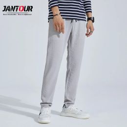 Pants Brand Summer Pants Mens Skinny Stretch Korean Casual Slacks Slim Fit Chino Elastic Waist Jogger Dress Trousers Male Thin 2838