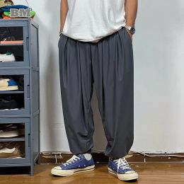 Pants Summer Korean Ice Silk Breathable Baggy Pants Streetwear Trendy Joggers Harajuku Casual Harem Pants Hip Hop Stretch Trousers