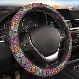 Steering Wheel Covers Floral Mandala Cover Universal Anti Slip Protector Car Accessories Interior For Auto Truck SUV