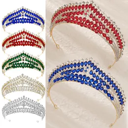 Fashion Handmade Crystal Rhinestone Colour Beads Bridal Headdress Crown Prom Party Princess Wedding Crown Tiara Anniversary Gift