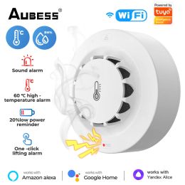 Control Aubess 2 In1 WiFi Smoke Alarm Temperature And Humidity Detection Sensor Tuya Smart Life Firefighter Works With Google Home Alexa