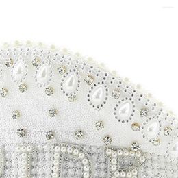Berets Wedding BRIDE Captain Hat With Diamond&Pearl Women Banquet Party Prom Stage Performances Military HXBA