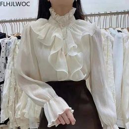 Women Korean Style Design Clothes Flare Sleeve Elegant Office Lady Cute Sweet Basic Shirts Blouses 240229