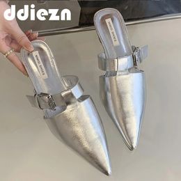 Women 427 Mules Slippers Heels Fashion Casual Slides Modern Sandals Female For Ladies Outside Pointed Toe With Shoes 240223 310