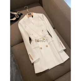 Basic Casual Dresses Designer omen middle long waist dresses letter jackets loose letter button sexy 240302