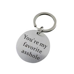 PIXNOR You're My Favorite Asshole Key Chain Stainless Steel Keyring Funny Keychain for Boyfriend Husband Valentine's Gifts267R