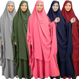 Ethnic Clothing Hooded Eid Prayer Garment Women Muslim Khimar Gowns 2 Piece Set Dress Islamic Skirt Suit Arabic Abaya Burqa Ramadan