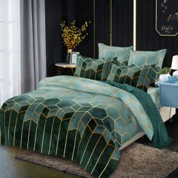 Set Home Textiles 2 3 Pieces Luxury Duvet Covers Fashion Geometry Bedding Quilt Covers Pillowcases Sheer Curtains