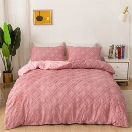 sets High Quality Geometric Cut Flowers Bedding Set Queen King Size Solid Home Duvet Cover Set Single Double Quilt Covers Pillowcases