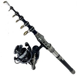 SEA RODREEL FISHING Telescopic Fishing Rods Spinning Portable Travel Reels Seat Pole 15M 18M 21M 24M Trout Kit 240223