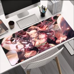 Pads Japanese Anime Demon Slayer HD Printing XXL Mouse Pad Gamer Accessory Hot Large Computer Lock Edge Keyboard Mat Mousepad Gift