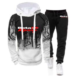 Tracksuits 2022 Beta Racing Motocross Motorcycle Men's New Gradient Color Hoodies Casual Jacket Sport Coat+Pant Comfortable Two Pieces Suit