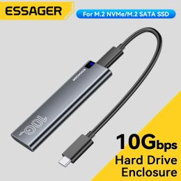 Boxs Essager M.2 SSD Case Hard Drive Box Portable NVME SATA USB 3.2 Type C External Hard Disc Box 10GbPS HighSpeed Storage Enclosure