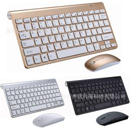 Keyboards Portable Wireless Keyboard for Mac Notebook Laptop TV box 2.4Ghz Mini Keyboard Mouse Set Office for IOS Android Russian Sticker