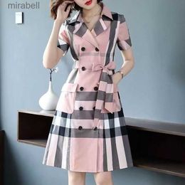 Dresses Designer luxury designer dress spring and summer new professional temperament shirt short sleeve skirt cinched waist fit skirt size S-XXXXL 240302