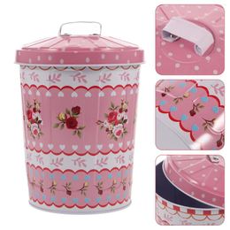 Storage Bottles Tinplate Bucket Flower Cookie Tins Metal Container With Lid Biscuit Box