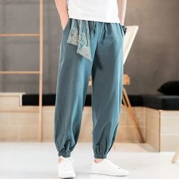 Pants Plus Size 5XL Cotton Linen Harem Pants Men Elastic Waist Jogger Casual Cuffed Pants Male Trousers Chinese Traditional Clothing