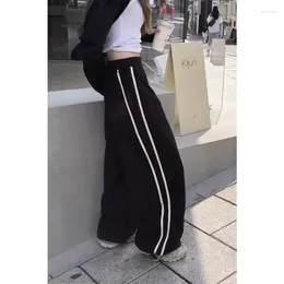 Women's Pants QWEEK Black Striped Parachute Women Oversized Korean Streetwear Y2k Harajuku Fashion Trousers Autumn Vintage Sweatpants