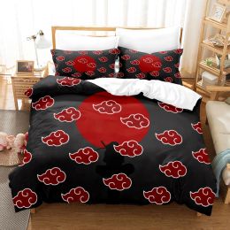 sets Red Cloud Anime Duvet Cover Sets 3D Cartoon Red Cloud Logo Bedding Sets Akatsuki Japan Full Queen Size Comforter Cover Set Gifts