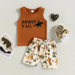 Clothing Sets Western Clothes Toddler Baby Boy Summer Outfits Sleeveless Crewneck Cow Print Tank Top And Shorts 2 Piece Set