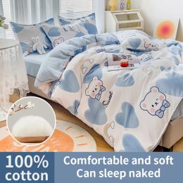 sets Cute Rabbit Pattern,100% Cotton Bedding Set,Small Fresh Style,Skin Friendly, Duvetcover&2pcs Pillowcase,No Bed Sheet