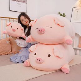 40506080cm Squish Pig Stuffed Doll Lying Plush Piggy Toy Animal Soft Plushie Pillow Cushion Kids Baby Comforting Gift 240220