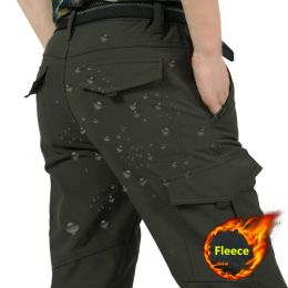 Pants Fleece Tactical Pants Men's Winter Cargo Pants Military SoftShell Work Long Trousers Shark Skin Waterproof Thick Warm Pants 4XL