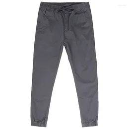Men's Pants 2024 Spring Festival Fashionable Gray Stretch Slim-Fitting Ankle-Tied Overalls Outdoor Tapered Casual