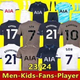 2024 Maddison Son Soccer Jerseys Romero Richarlison Kulusevski 23 24 Van De Ven Bissouma Johnson Tottenham Football Kit Shirt Spurs Top Men Kids Set