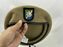 Berets Us Army Ranger Regiment WOOL Beret Khaki & Lieutenant Colonel Insignia Military Hat All Sizes