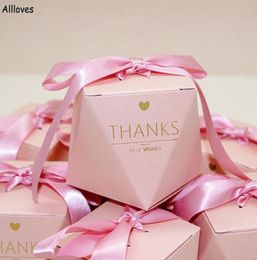 Blush Pink Gift Favour Holders Baby Shower Birthday Gift Boxes Romantic Wedding Party Candy Box Packaging Supplies With Ribbon AL847107163