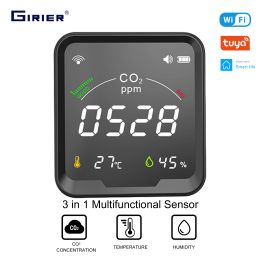 Control GIRIER Tuya Smart WiFi CO2 Sensor Smart Carbon Dioxide Metre Temperature Humidity Detector Monitor with LCD Screen 3 in 1 Metre