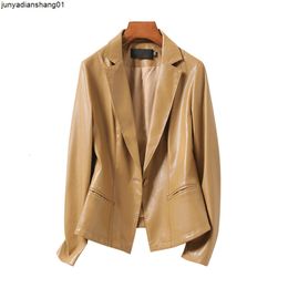 Genuine Leather Womens Jacket Black Blazer for Women Spring and Fall Coats Slim Cool Tops