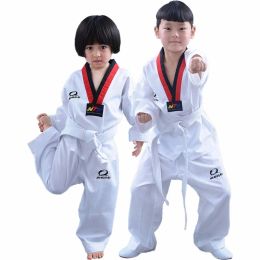 Products Hot sale Taekwondo Uniform Traditional white suite for kids adult student Tae kwon do dobok WTF approve Black VNeck Uniforms