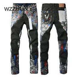 2024Designer Mens Purple Jeans for mens denim pants Fashion womens Purple-brand trends Distressed Black Ripped Biker Slim Fit Motorcycle sweatpantsK5JL