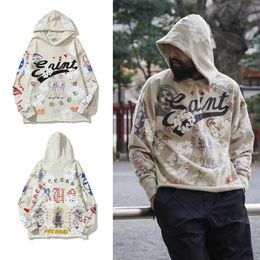 Men's Hoodies Sweatshirts Kan Ye SAINT Religious Angel Demon Skull Kapok Hoodie Sweater Hoodie Loop Coat