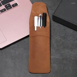 Leather Pen Case Portable Pocket Pouch Mini Stationery Organiser Bag For Business Travel Students Office Supplies