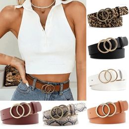 Belts Trendy Punk Double Ring Buckle Jeans Dress For Men Trousers Leopard Print PU Leather Belt Waist Waistband Strap