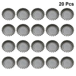 Moulds New Design 20Pcs Egg Tart Moulds Fluted Stainless Steel Round Shape Baking Mould Muffin Cups Tart Pans for Party Bakery DIY