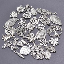 Charms 30pcs Random Mix Silver Colour Tree Flower Leaf Plants Nature Pendant Jewellery Making DIY Handmade Craft Accessories