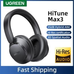 Headphones UGREEN HiTune Max3 Hybrid 35dB ANC Active Noise Cancelling Headphones Wireless Over Ear Bluetooth Earphones, 3D Spatial Audio