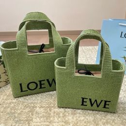 Summer Woven Tote Bag Designer Beach Outdoor Leisure Green Straw Portable Crossbody Women Handbag