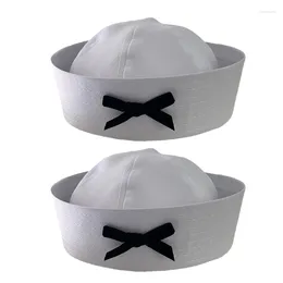 Berets Cosplay Hat With Black Bowknot Decors Captain Navy Marine For Woman Men Funny Accessories