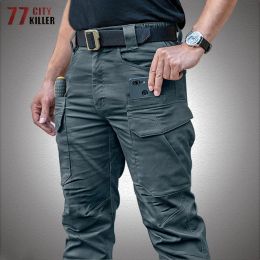 Pants Tactical Pants Men IX11 Cotton Multipocket Elasticity Cargo Trousers Male Waterproof Combat SWAT Army Work Mens Military Pants